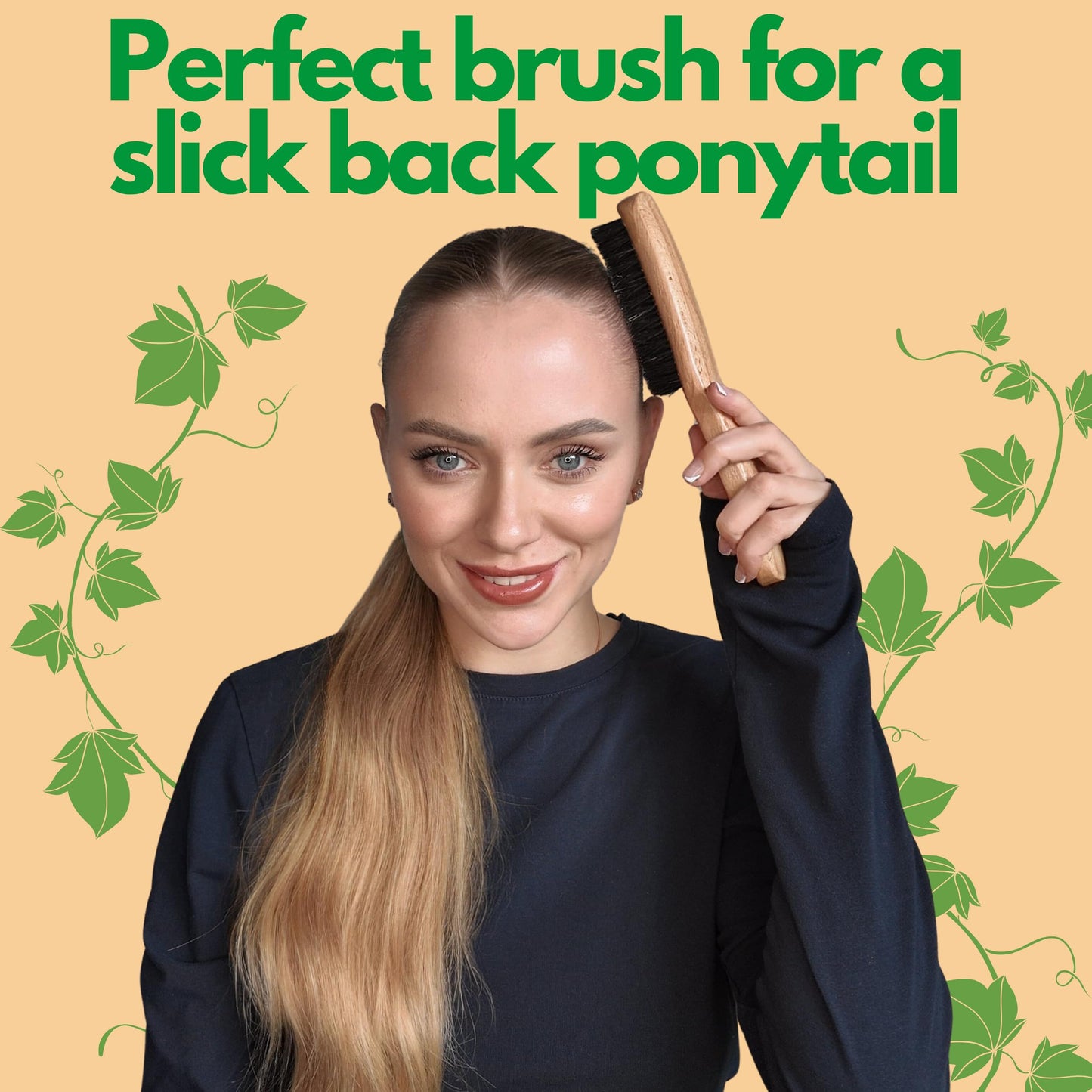 Boar bristle brush for sleek hairstyles top down view