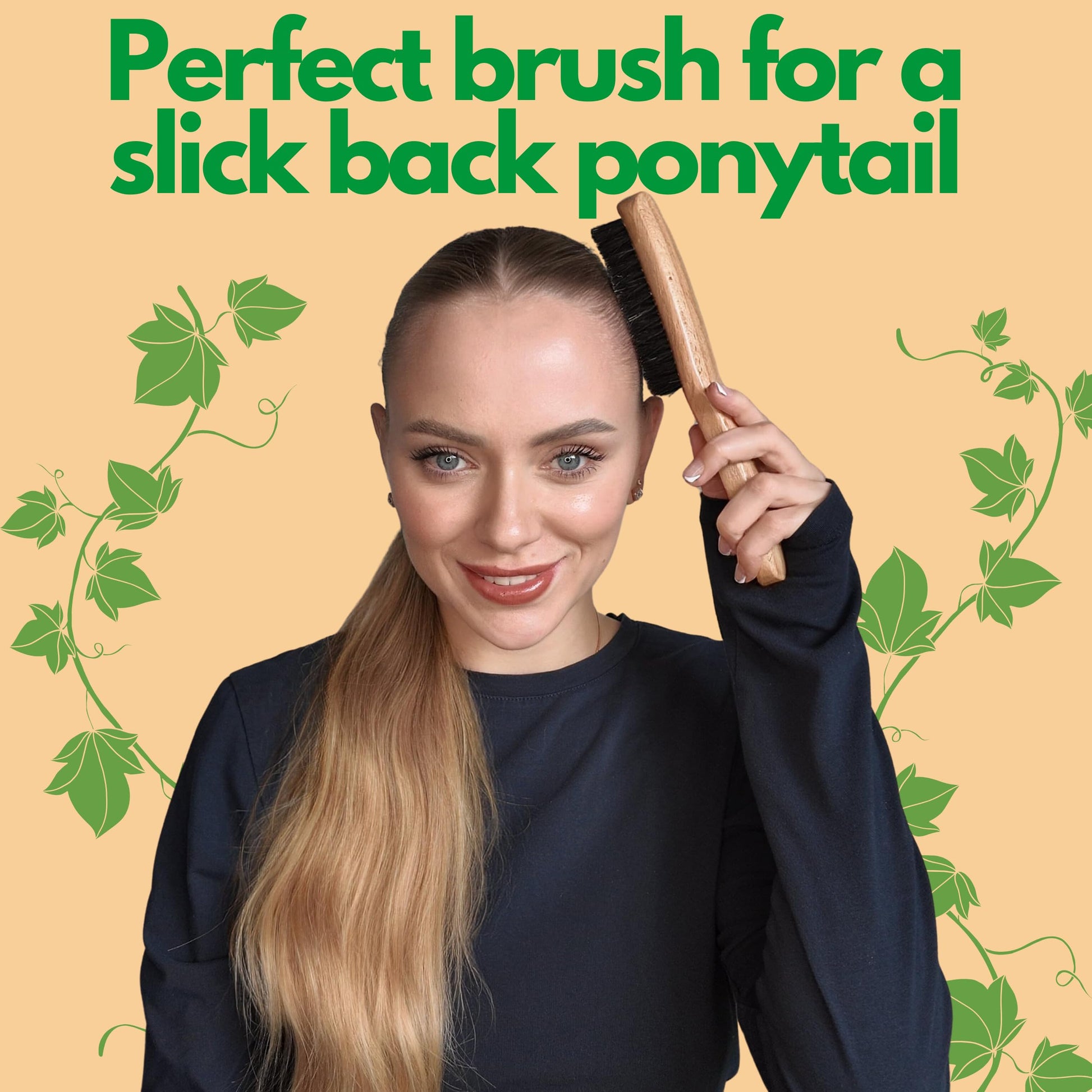 Boar bristle brush for sleek hairstyles top down view