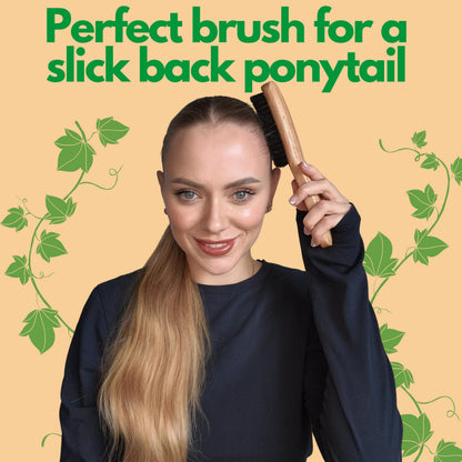 Boar bristle brush for sleek hairstyles top down view