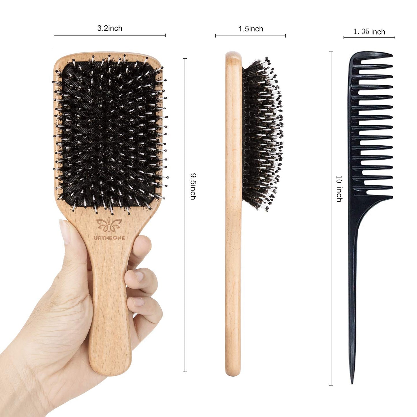 Urtheone hair brush being used for detangling wet hair