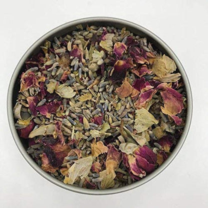 Rooted Earth herbal bath tea blend with rose and lavender
