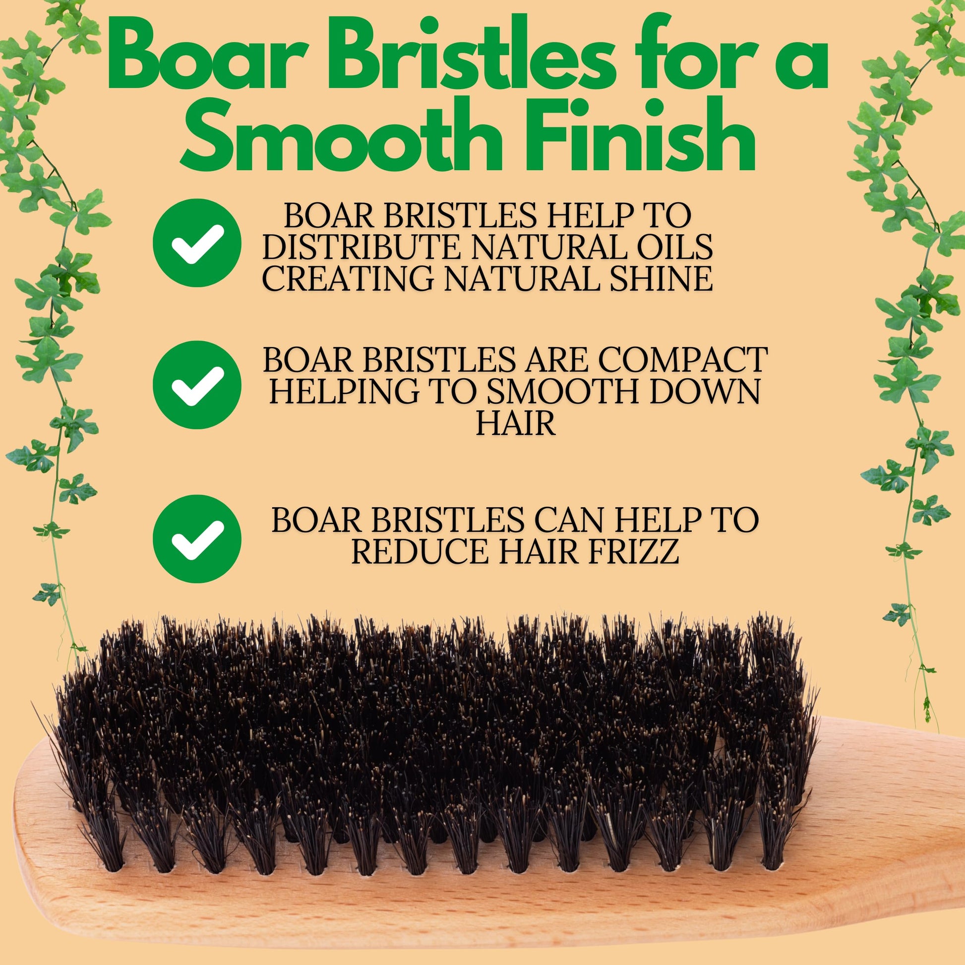 GranNaturals smoothing hair brush natural bristles detail