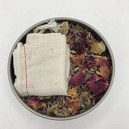 Close up of lavender and rose petals in herbal bath soak