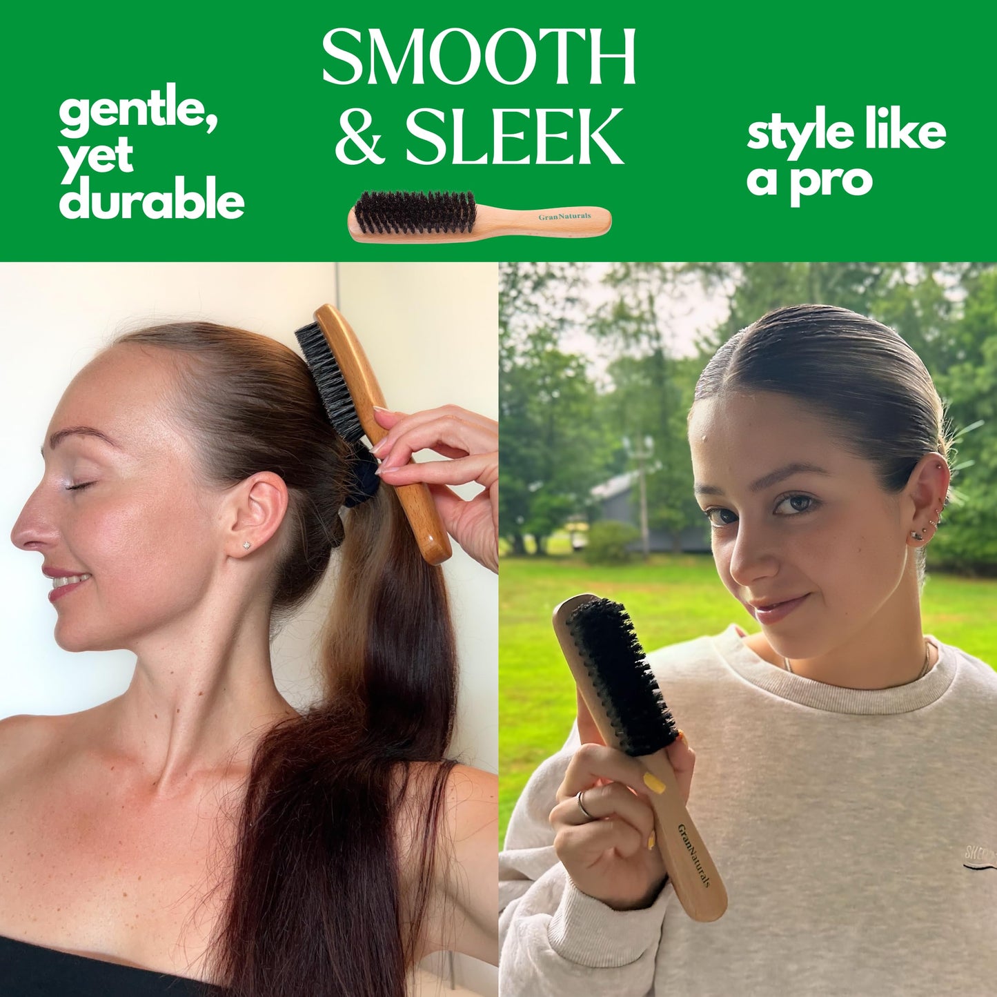 Professional hair brush for frizz control in hand