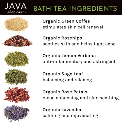 Java Skin Care Bouquet Bath Tea packaging and label details
