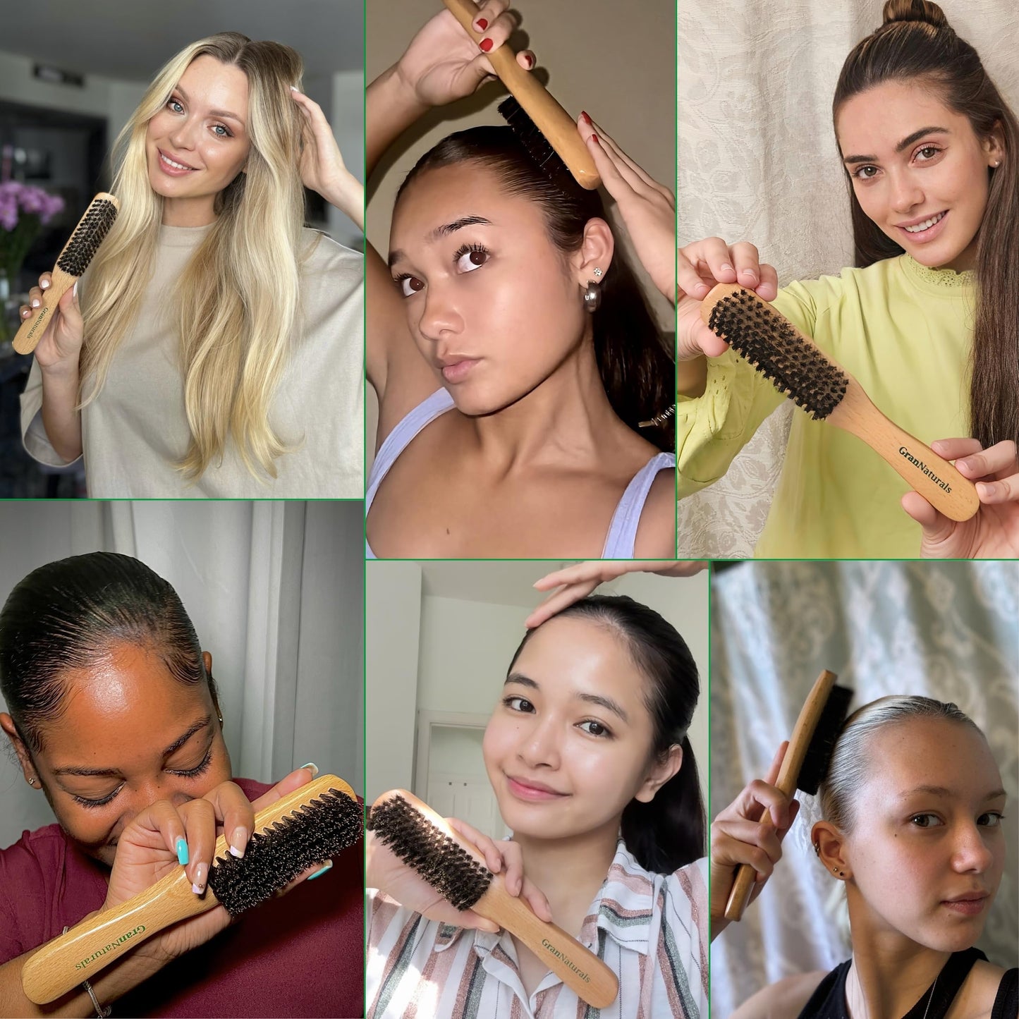 Usage of GranNaturals brush for slick back hairstyle