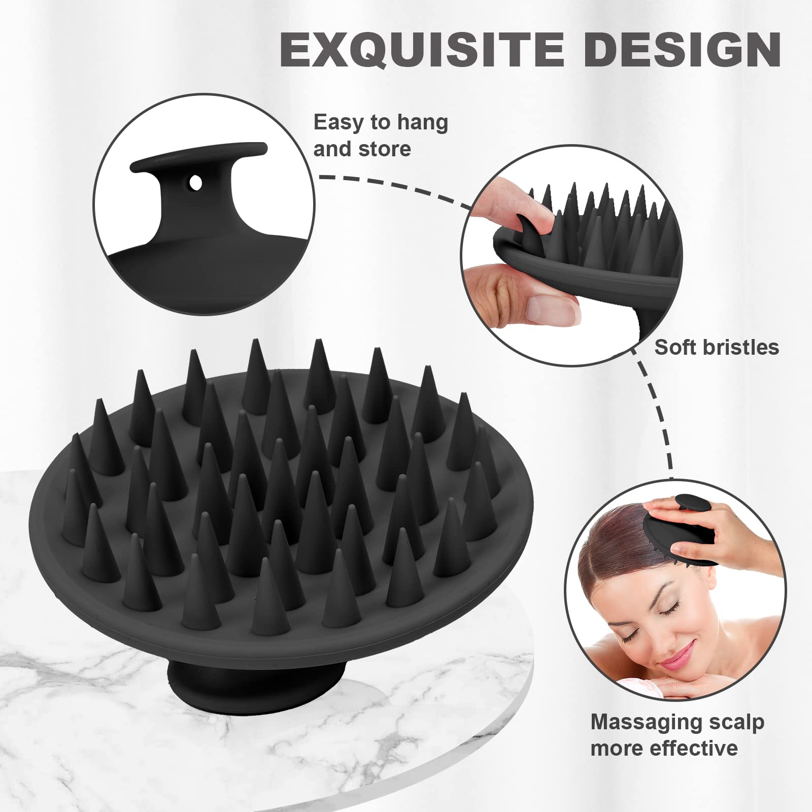 Soft silicone bristles on Meartchy scalp exfoliator