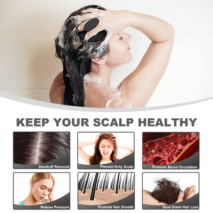 Black scalp massager brush for wet shower use