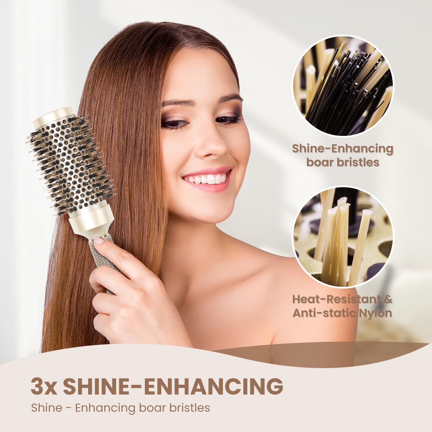Top view of Aimike ionic tech hair brush barrel