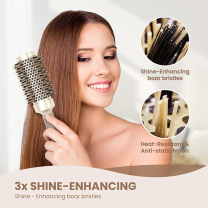 Top view of Aimike ionic tech hair brush barrel