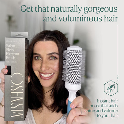 Osensia medium ceramic hair brush used for a salon blowout style