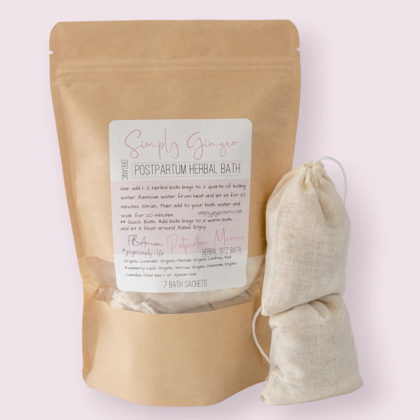 New mom gift set containing herbal bath tea sachets