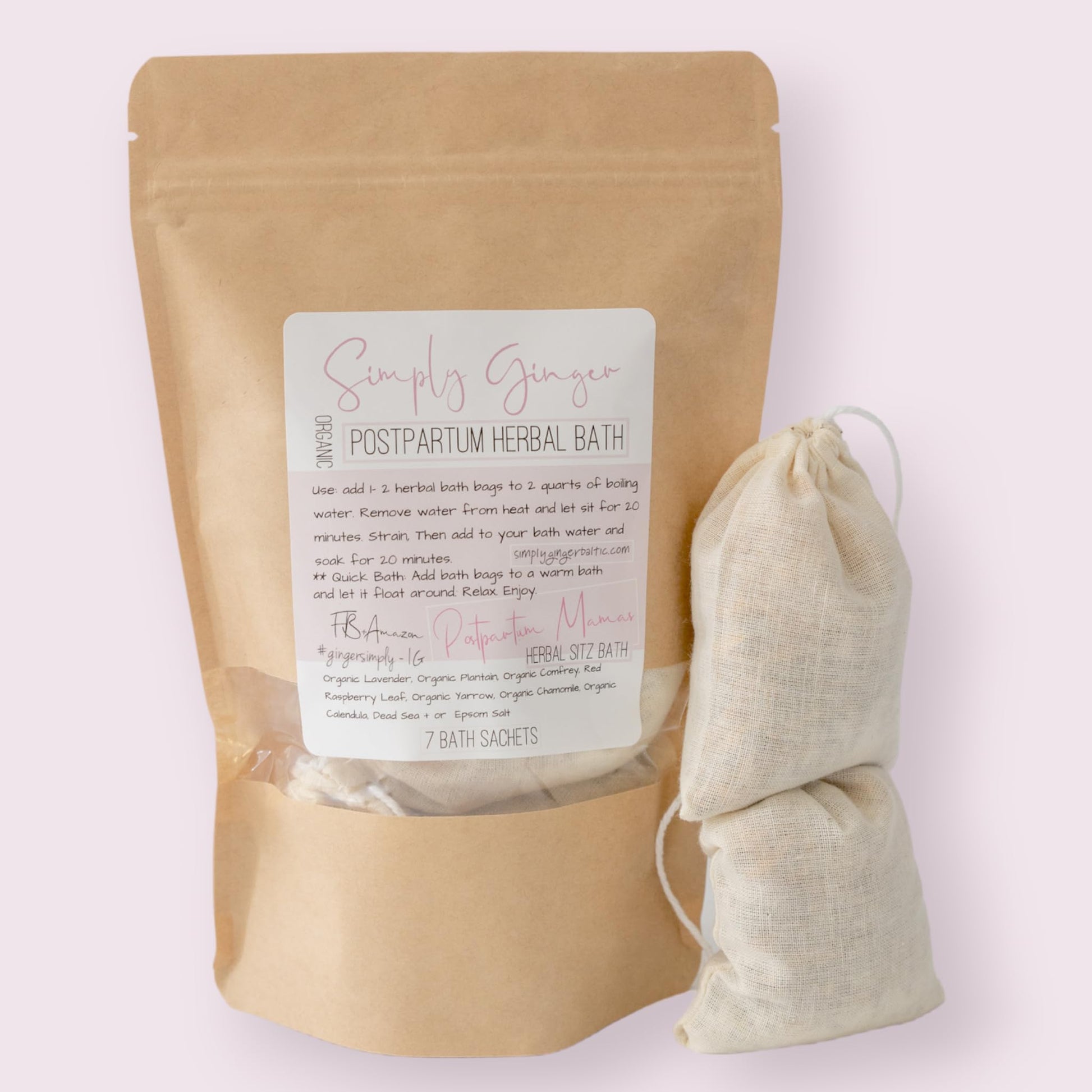 New mom gift set containing herbal bath tea sachets