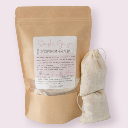 New mom gift set containing herbal bath tea sachets