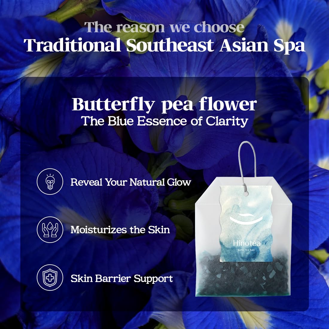 Hinotea Ocean Dew bath tea bag flat lay