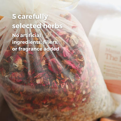 Organic rose petals and lavender in Sprigs bath blend