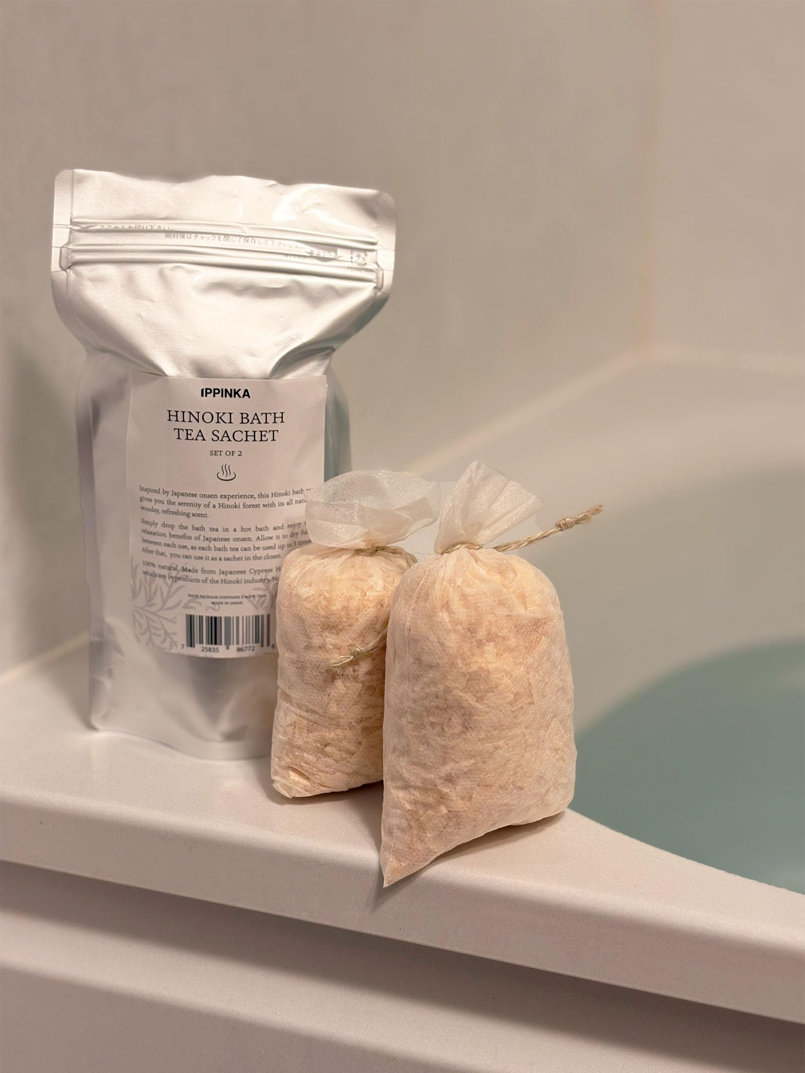Authentic Ippinka Hinoki bath tea sachet set details
