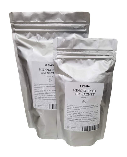 Natural woodsy Japanese cypress bath tea lifestyle shot