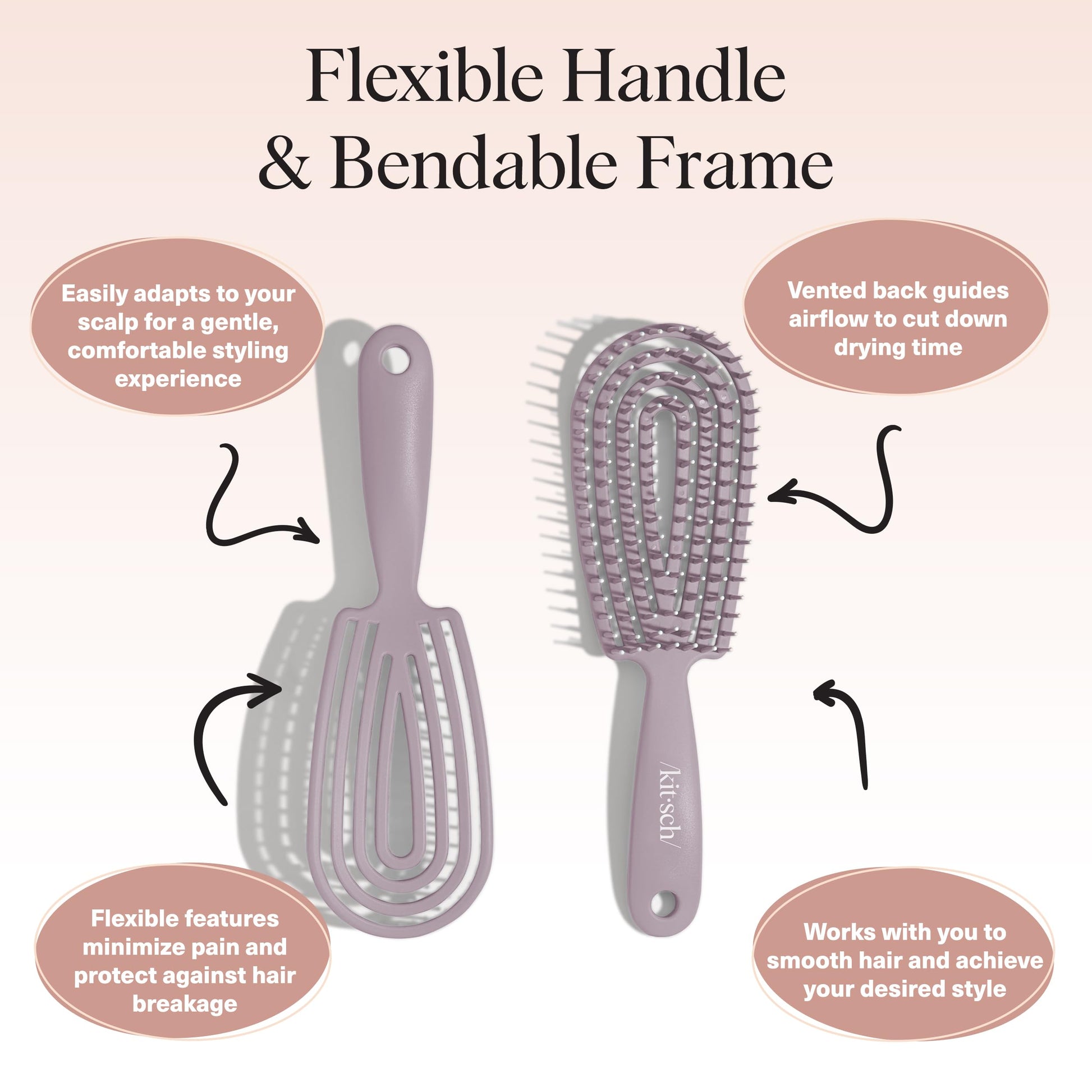 Kitsch hair brush bristles close up for wet and dry use