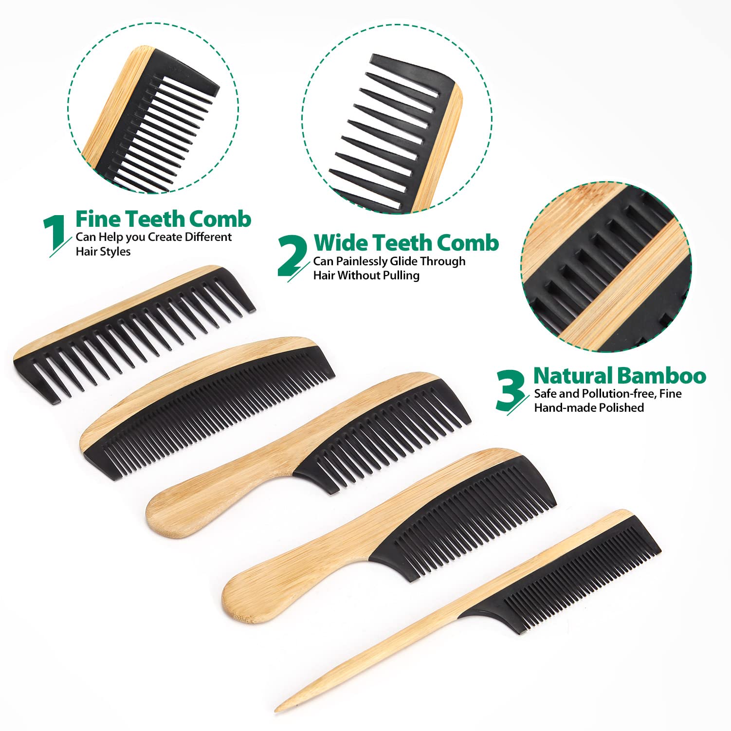 SouxMux bamboo wide tooth detangling comb for curly hair