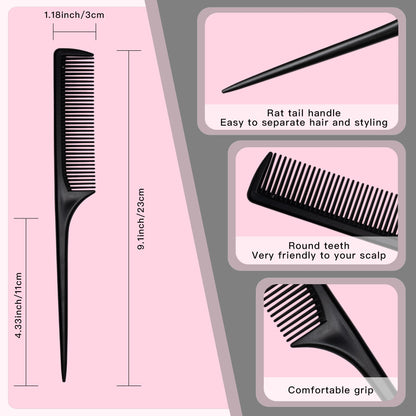 Jazzy Pearls rattail comb showing the tapered handle for hair sectioning