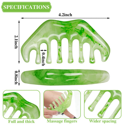 Close up of Geiserailie jade-finish resin massage comb