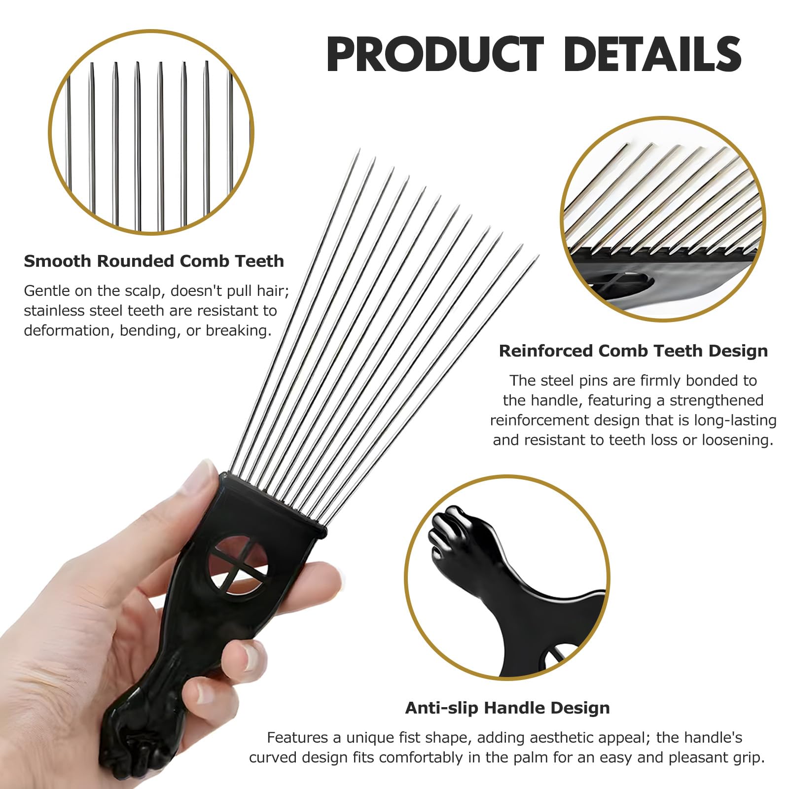 Kootinn afro hair pick being used on curly hair