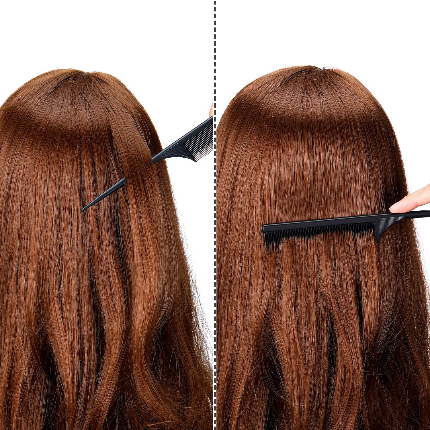 Close up of Leinuosen rat tail comb tapered end for sectioning