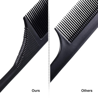 Three black professional carbon fiber combs set for back combing