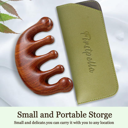 Firstpella sandalwood comb next to included gift bag