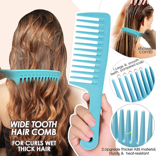 Wide-tooth combs for detangling curly and wet hair