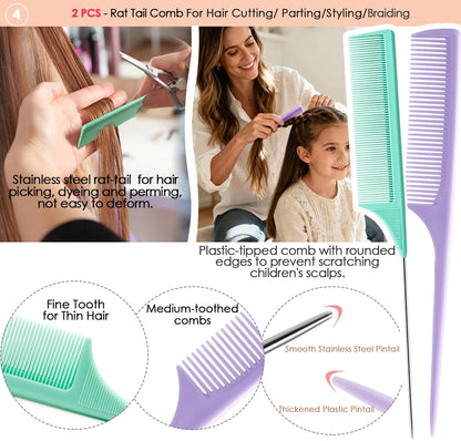 Rat-tail comb for precise hair sectioning and parting