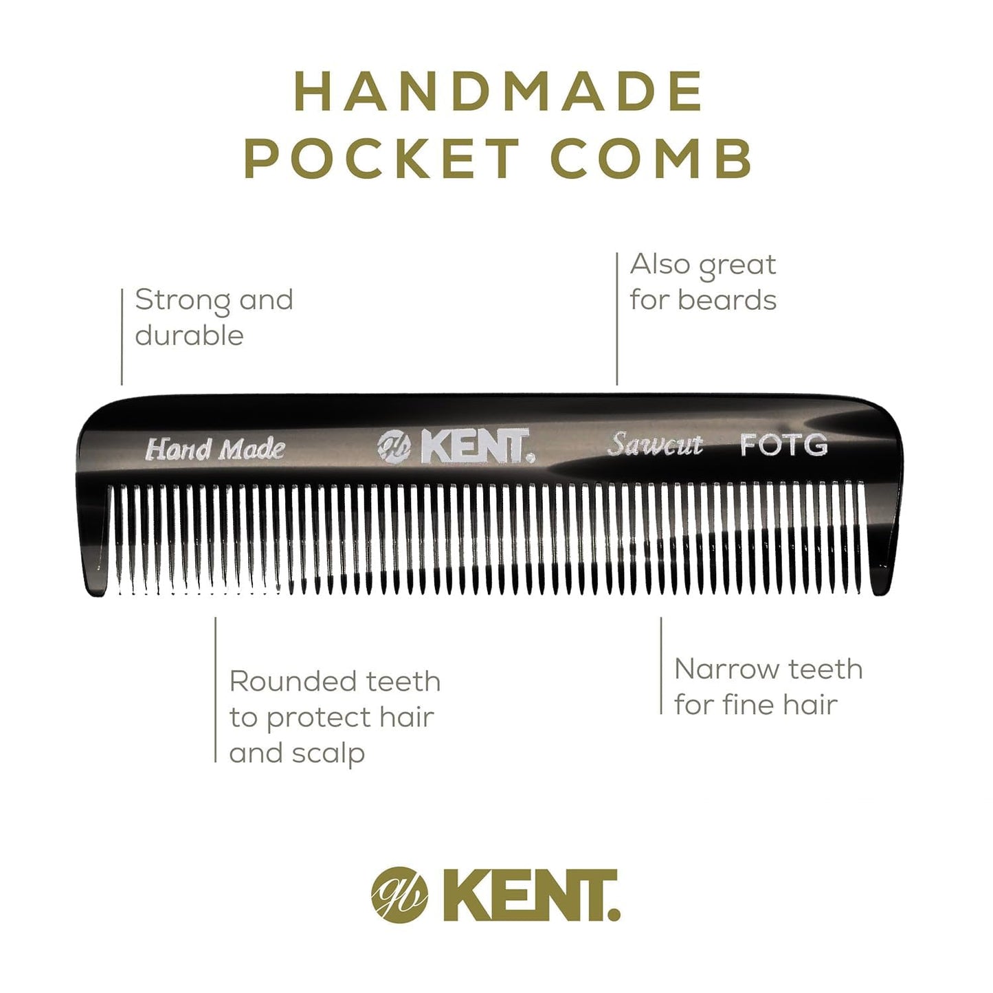 Kent handmade pocket comb for beard and hair care