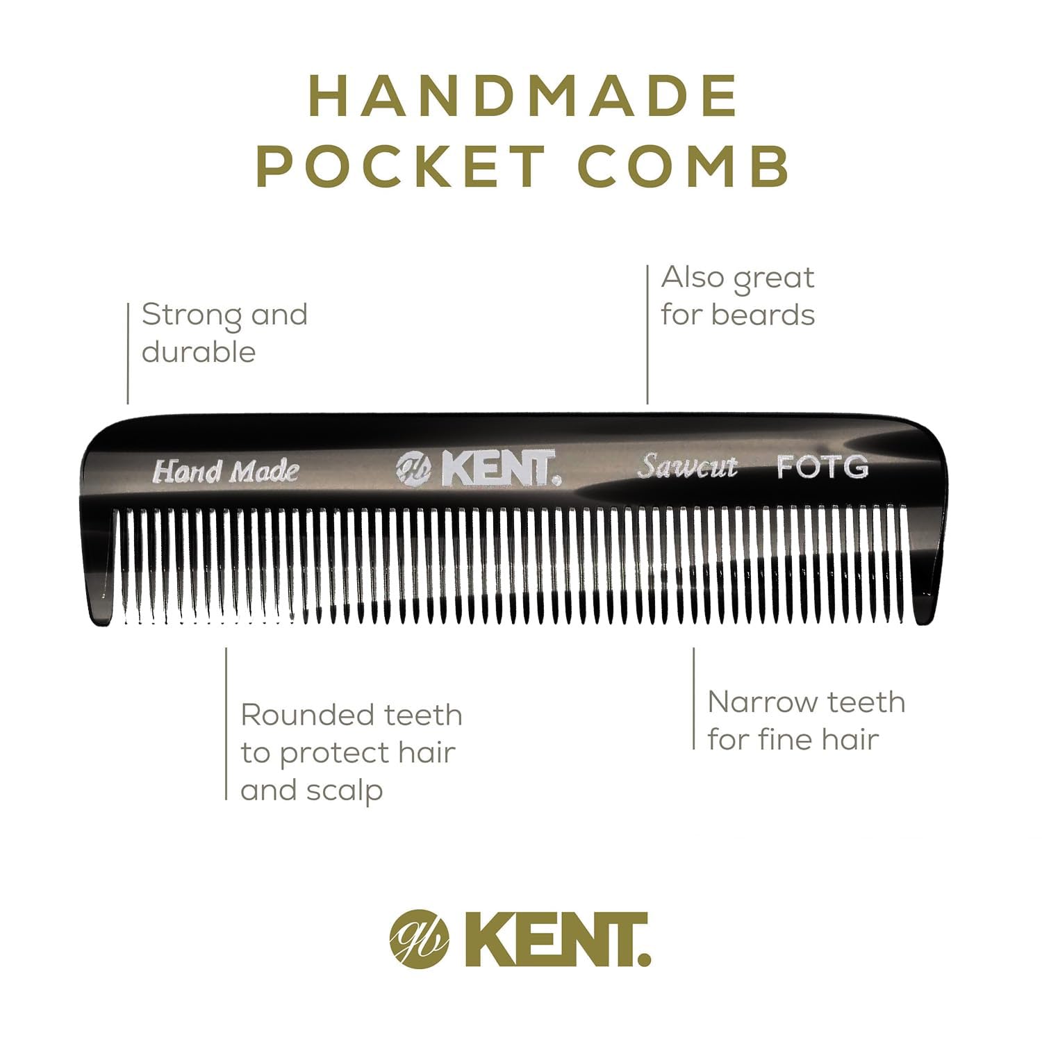 Kent handmade pocket comb for beard and hair care