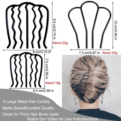 Close up of Zibuyu metal hair fork teeth for updo