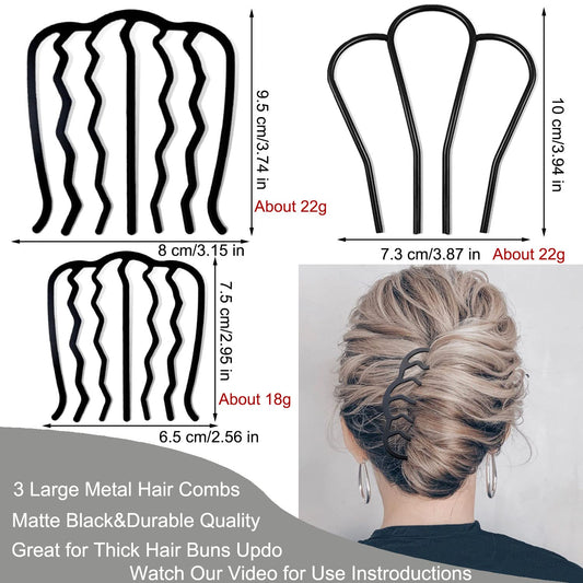 Close up of Zibuyu metal hair fork teeth for updo