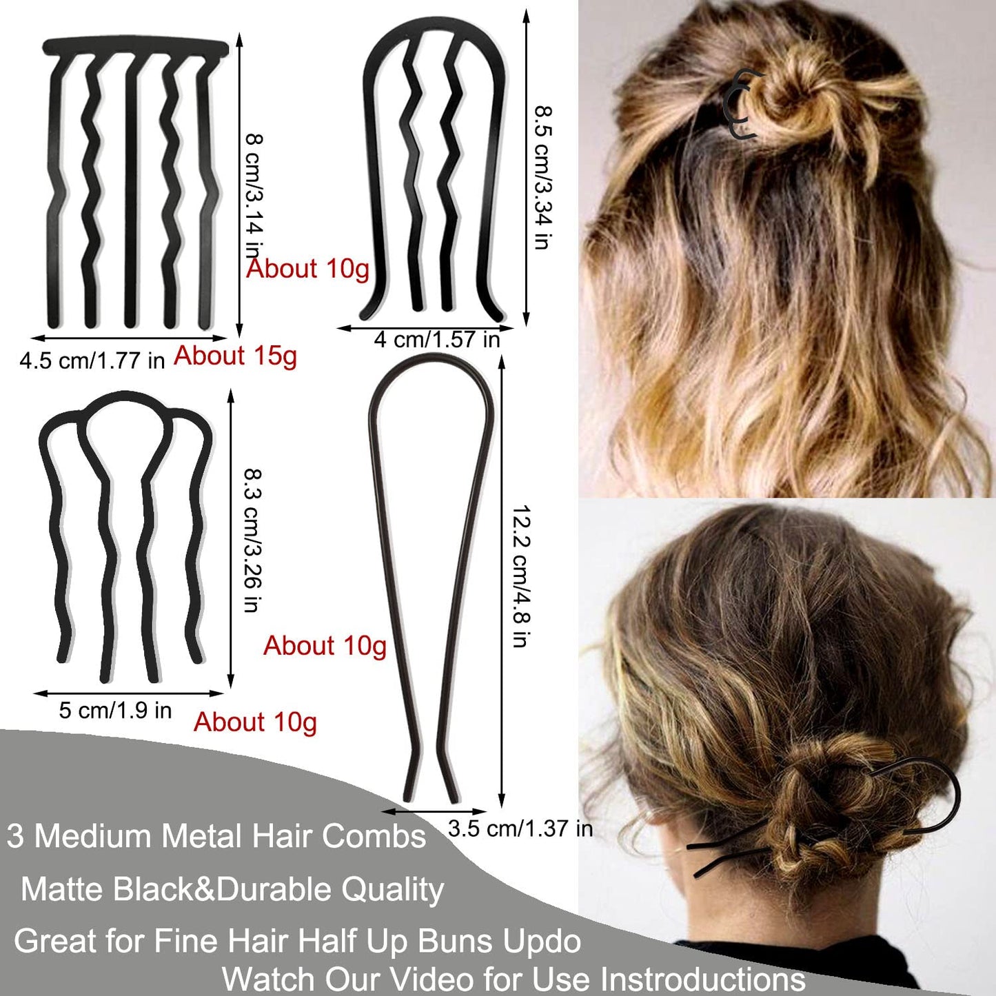 Set of U-shaped metal hair pins for vintage hairstyles