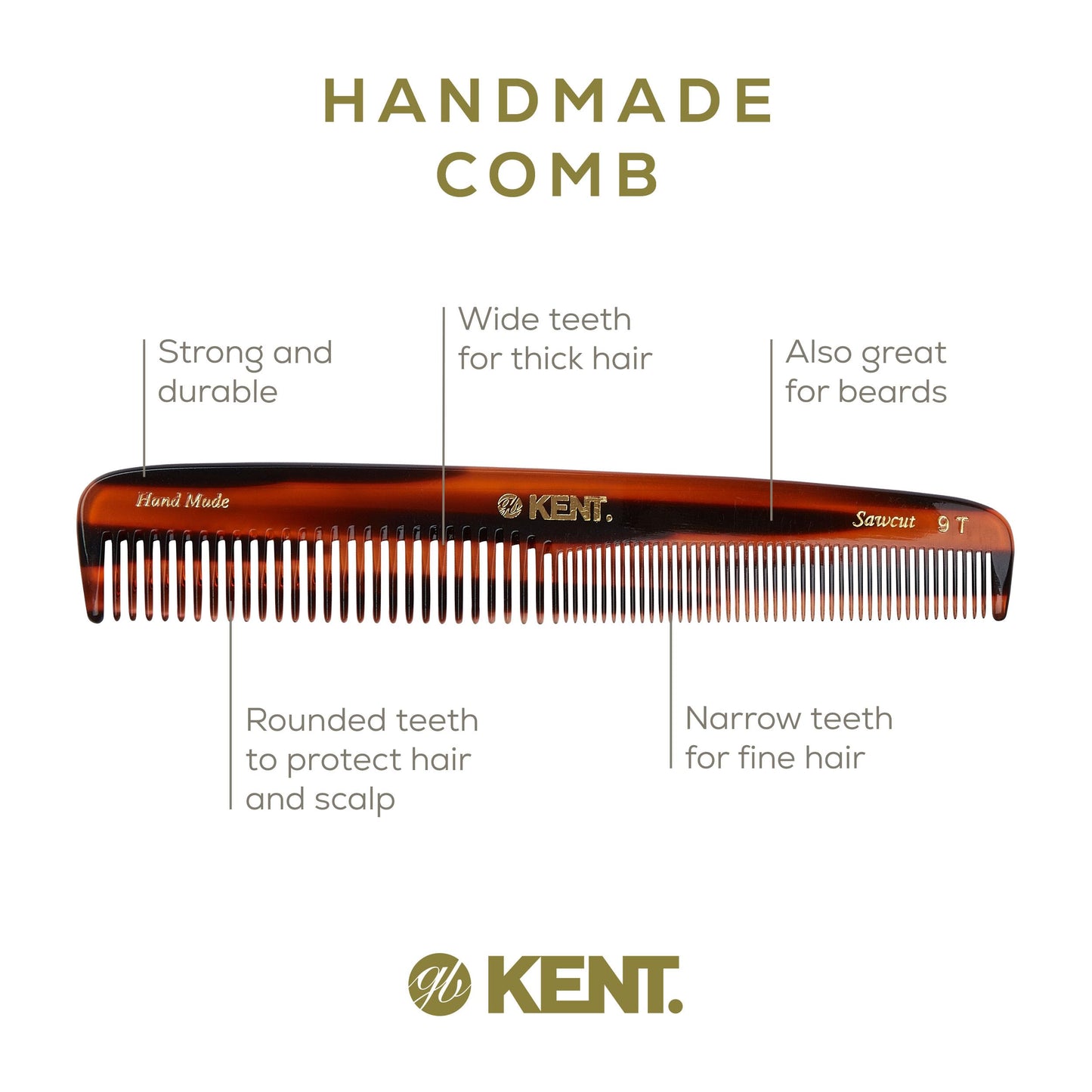 Side profile of the 190mm large dressing comb demonstrating its sleek and flexible design.