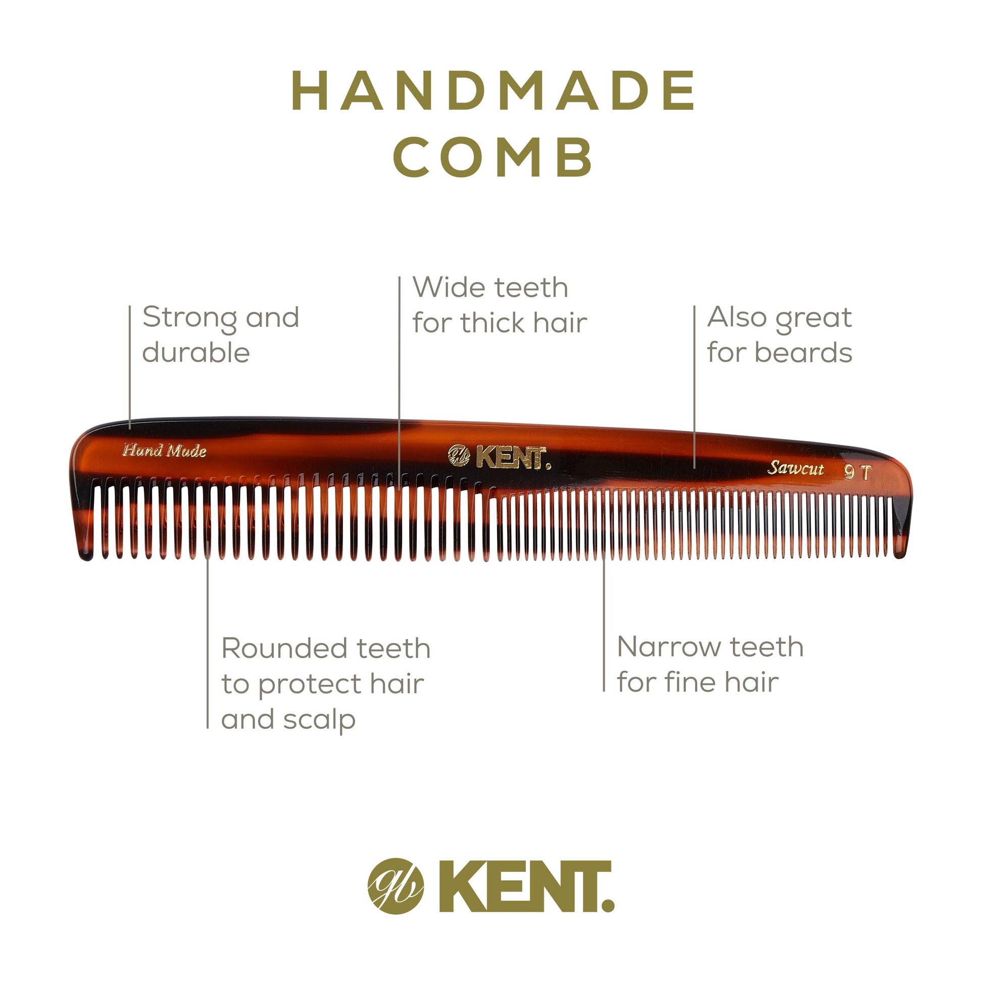 Side profile of the 190mm large dressing comb demonstrating its sleek and flexible design.
