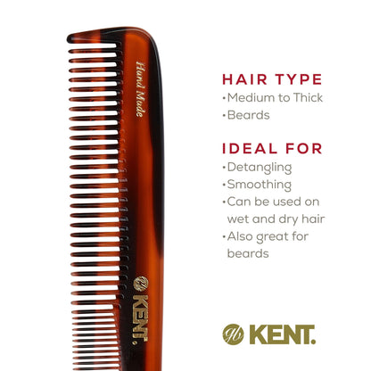 Kent 9T dual-action hair comb being used for wet hair detangling and scalp care.