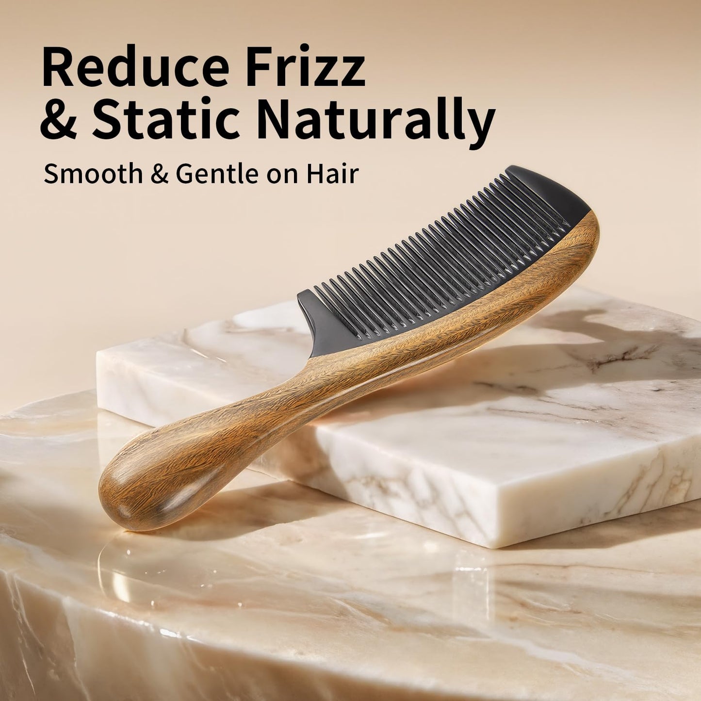 Onedor wooden comb showing unique natural wood grain pattern