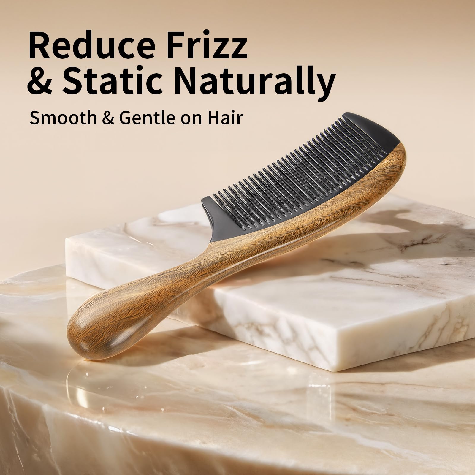 Onedor wooden comb showing unique natural wood grain pattern