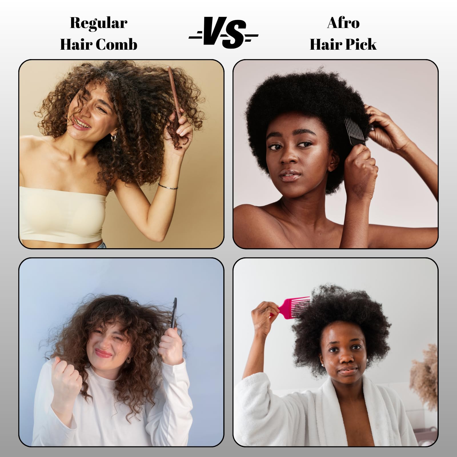 Purple and black afro hair lift picks by Simpor