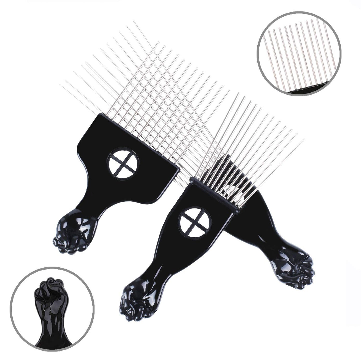 Three different sizes of Leaduway hair picks for curly hair