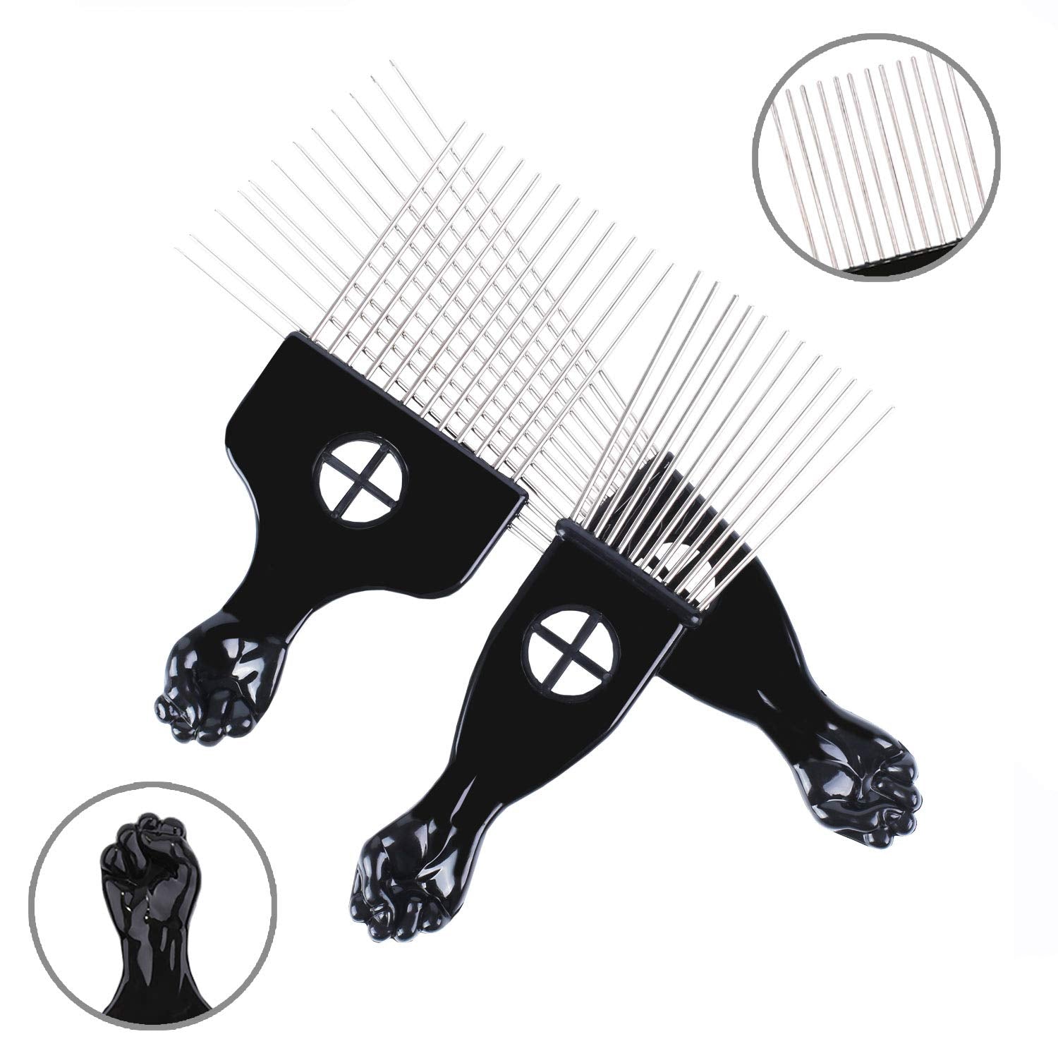 Three different sizes of Leaduway hair picks for curly hair