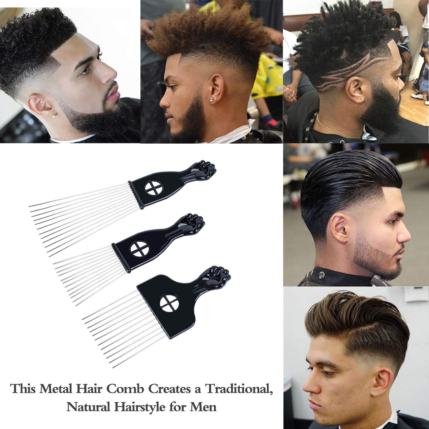 Man and woman using Leaduway hair pick for styling