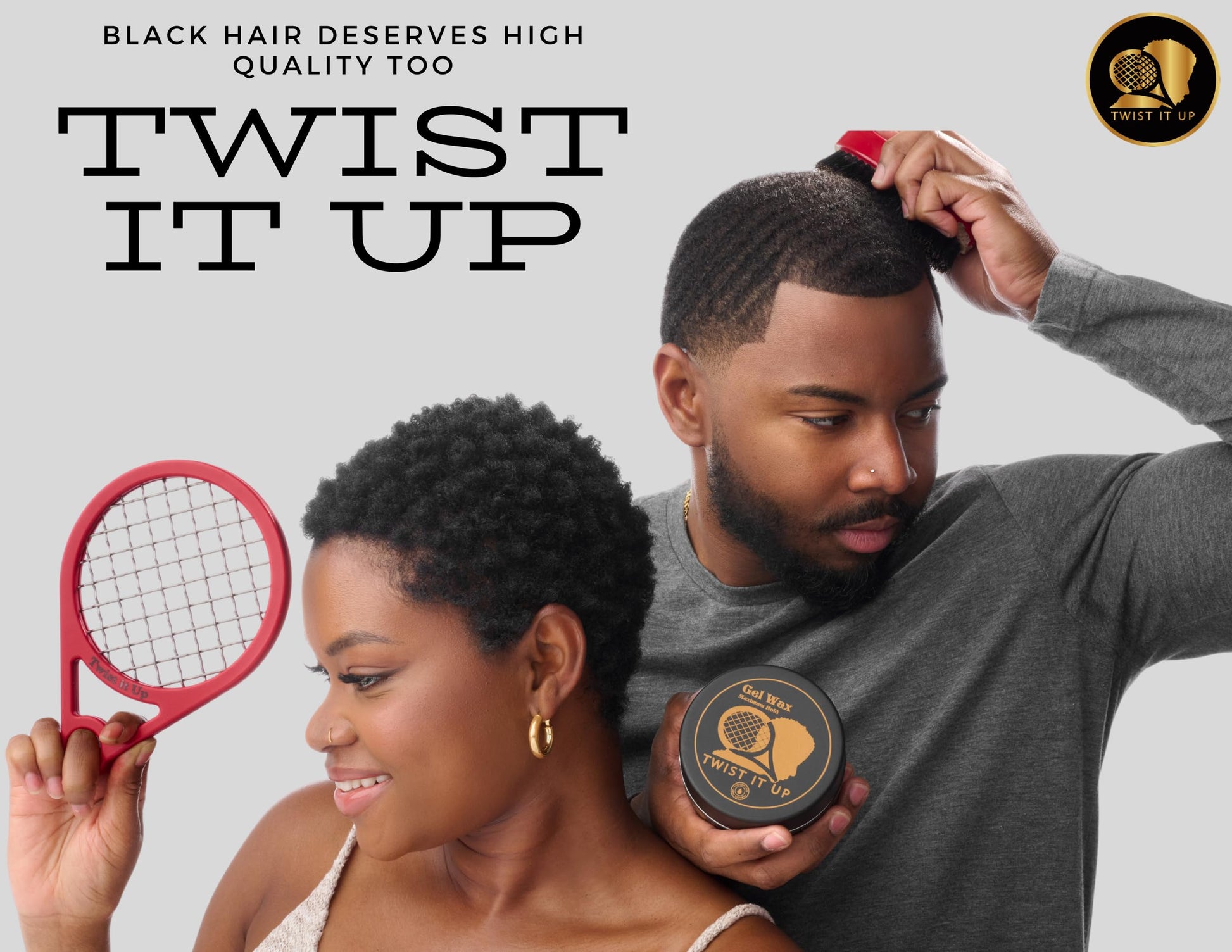 Twist It Up Comb being held to demonstrate the ergonomic grip and compact size