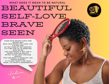 Detailed view of the durable plastic frame and metallic weaving on the styling comb