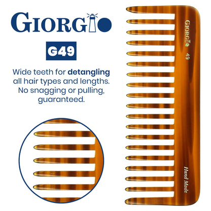 Premium cellulose acetate detangler comb by Giorgio for thick hair types