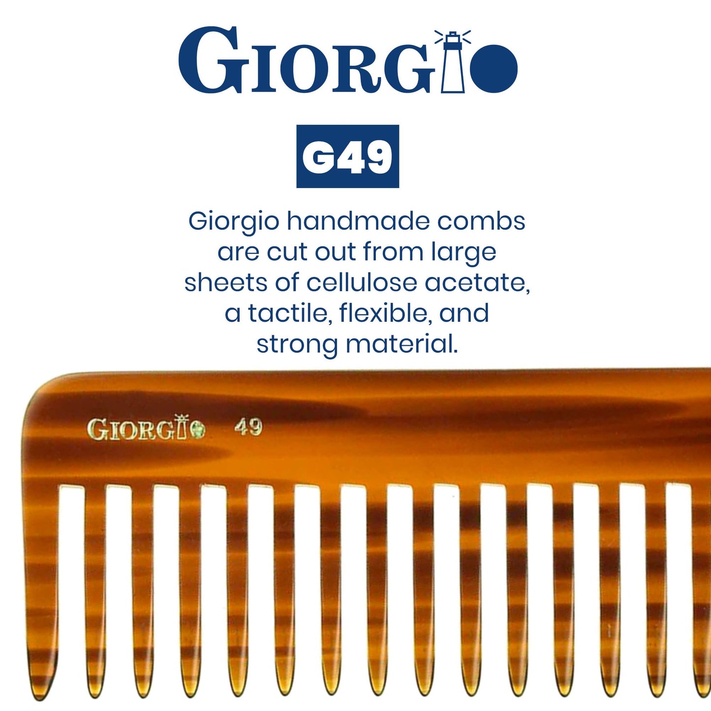 Hand polished smooth saw cut teeth on Giorgio G49 hair comb
